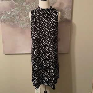 Black and white polka dot mock neck dress